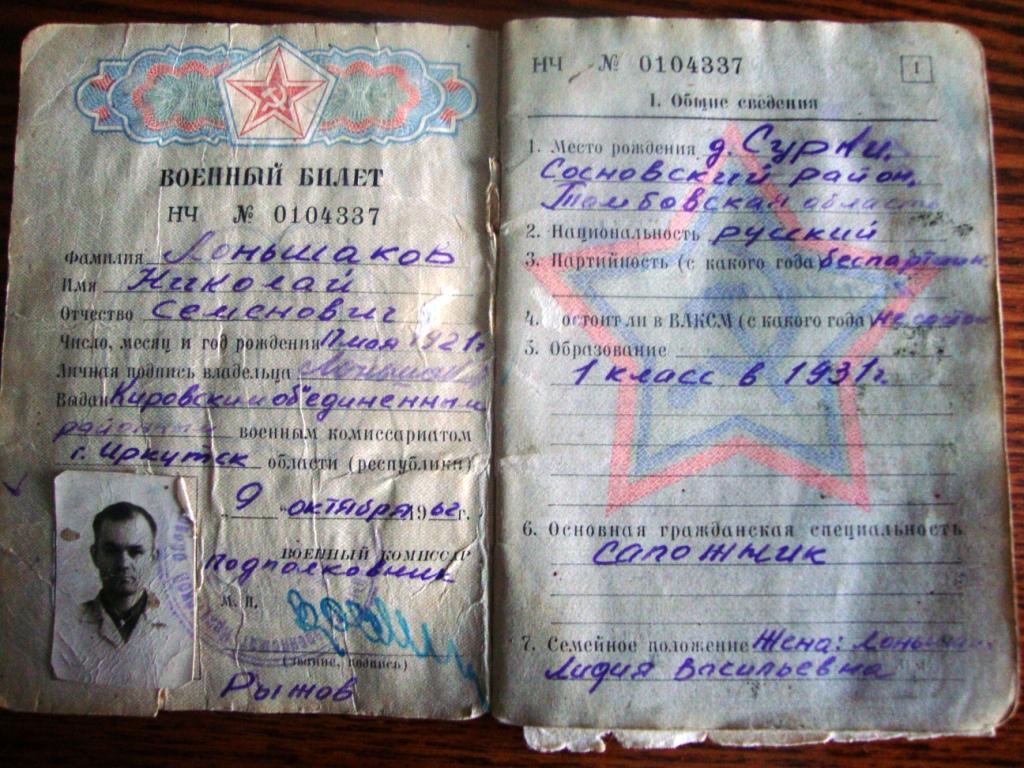Военный билет воина